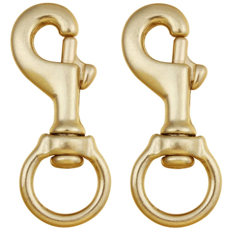 AOWESM 3-1/4 Inch Solid Brass Swivel Bolt Snap Hooks 7/8 Inch Swivel Eye Single Ended Scuba Diving Clips Keychain Holder for Dog Collar, Pet Leash, Flag Halyard and More (2 Pieces) - Image 1
